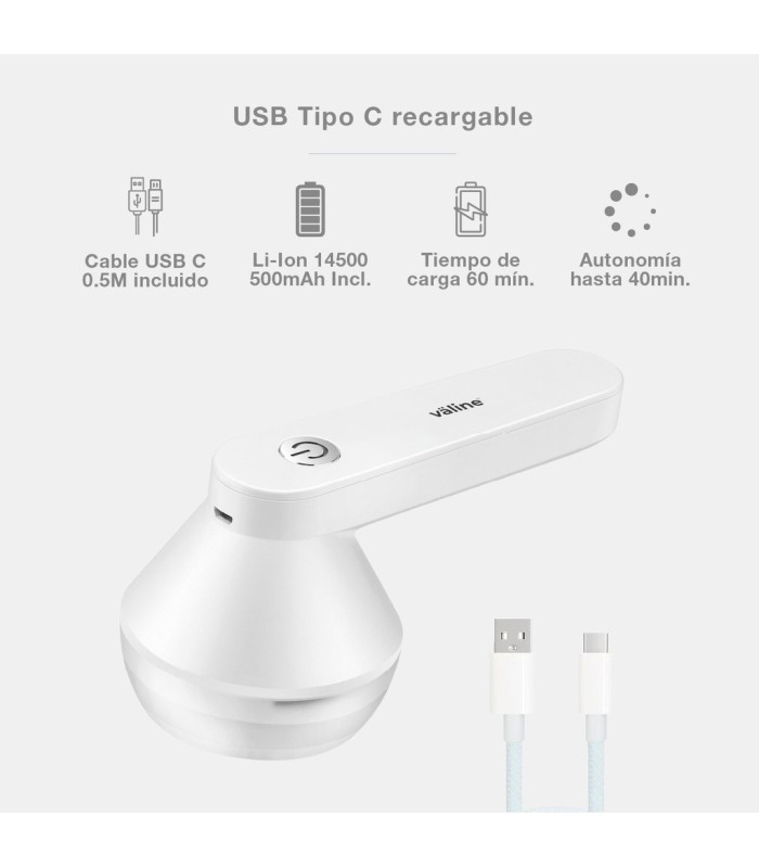 QUITAPELUSAS ELECTRICO ANDORI GSC RECARGABLE - COLOR BLANCO - PUERTO DE CARGA USB-C