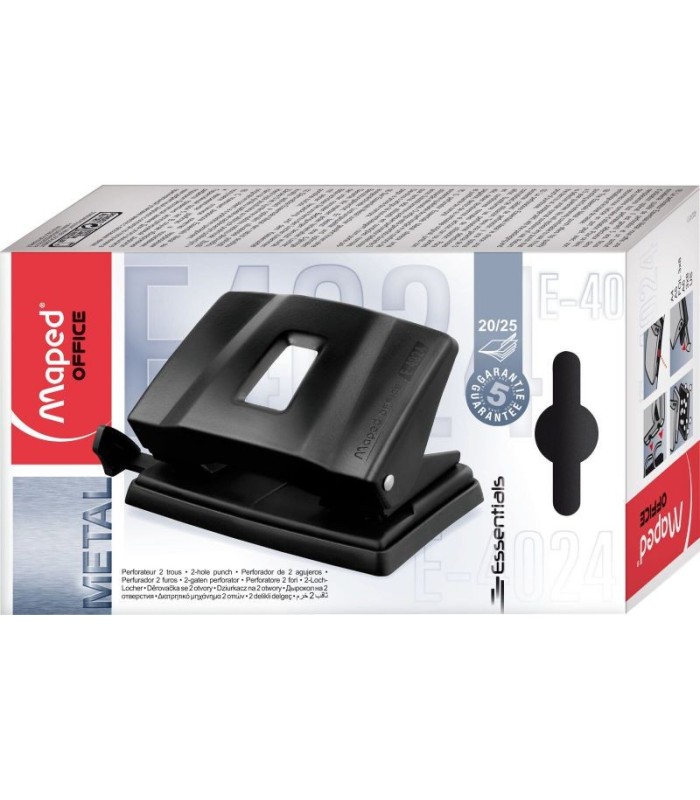 TALADRO PERFORADOR MAPED ESSENTIAL METAL 2 AGUJEROS 20-25 HOJAS COLOR NEGRO