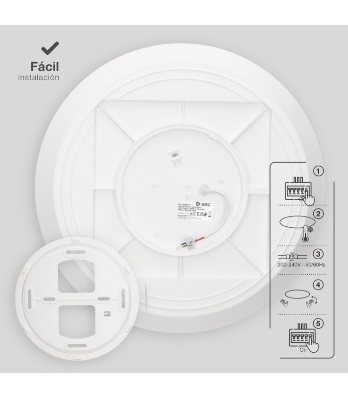 PLAFON TECHO LED REDONDO KANDAK GSC BLANCO 24W LUZ CCT 2760 LUMENES