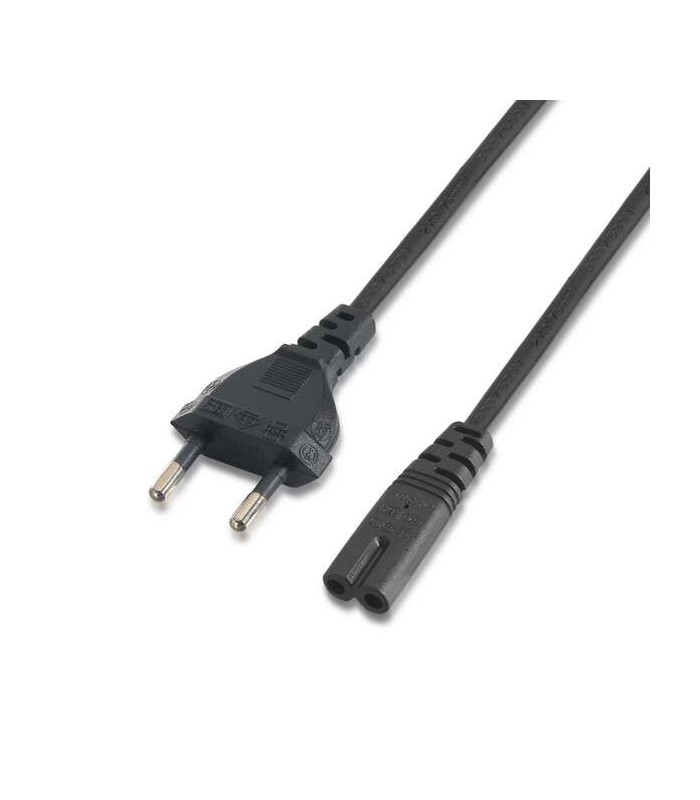 CABLE DE ALIMENTACION FORMA 8 AISENS NEGRO - 100% COBRE PURO AWG18 - 1 5 METROS