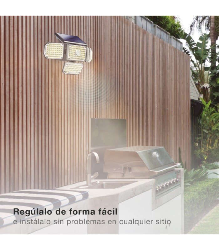 APLIQUE SOLAR LED ORIENTABLE LANTERI GSC 4W LUZ BLANCA 6500K 438 LUMENES - CON SENSOR DE MOVIMIENTO Y CREPUSCULAR