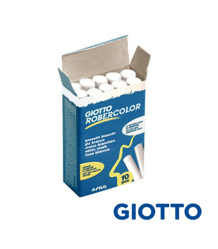 TIZAS BLANCAS ANTIPOLVO GIOTTO ROBERCOLOR CAJA 10 UNIDADES
