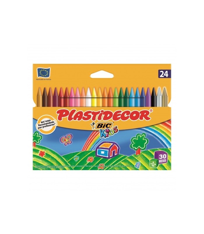 CERAS BIC KIDS PLASTIDECOR 24 COLORES EXTRARESISTENTES
