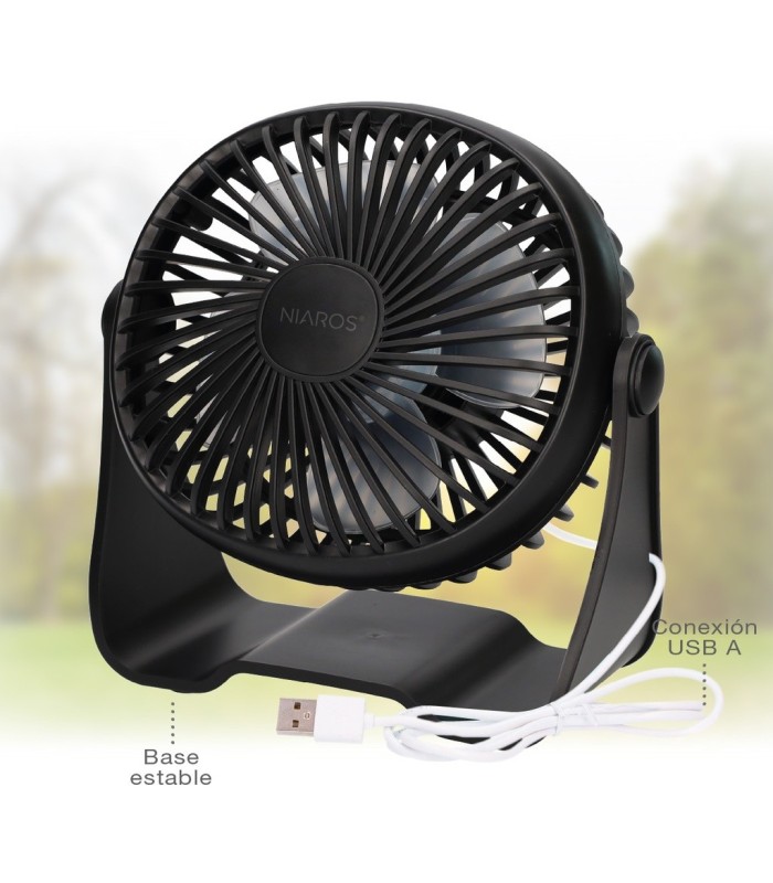MINI VENTILADOR SOBREMESA CON USB ALUA GSC 3W Ø15cm NEGRO