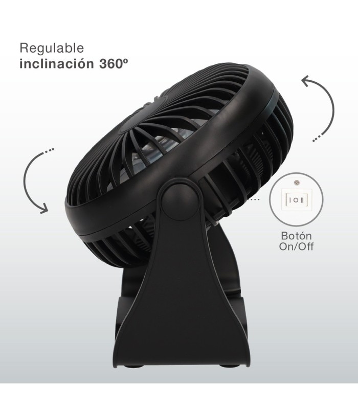 MINI VENTILADOR SOBREMESA CON USB ALUA GSC 3W Ø15cm NEGRO