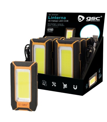 LINTERNA DE TRABAJO GSC 7W 500 LUMENES - BATERIA 3400mAh - INCLUYE IMAN Y GANCHO COLGADOR