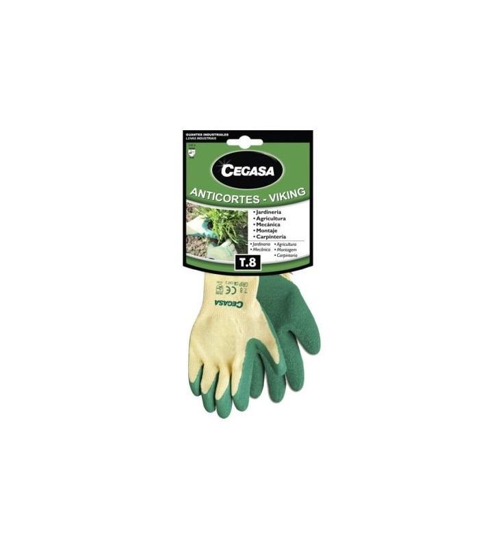 GUANTES DE TRABAJO ANTICORTES VIKING CEGASA VERDE - TALLA 8 - FABRICADOS EN ALGODON