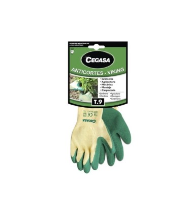 GUANTES DE TRABAJO ANTICORTES VIKING CEGASA VERDE - TALLA 9 - FABRICADOS EN ALGODON
