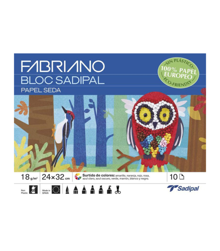 BLOC DE PAPEL SEDA SADIPAL 10 HOJAS COLORES SURTIDOS