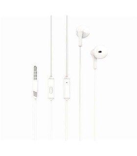 AURICULARES MUSIC CON MICROFONO XO EP39 BLANCOS - CABLE 1 2 METROS - BOTON DE CONTROL