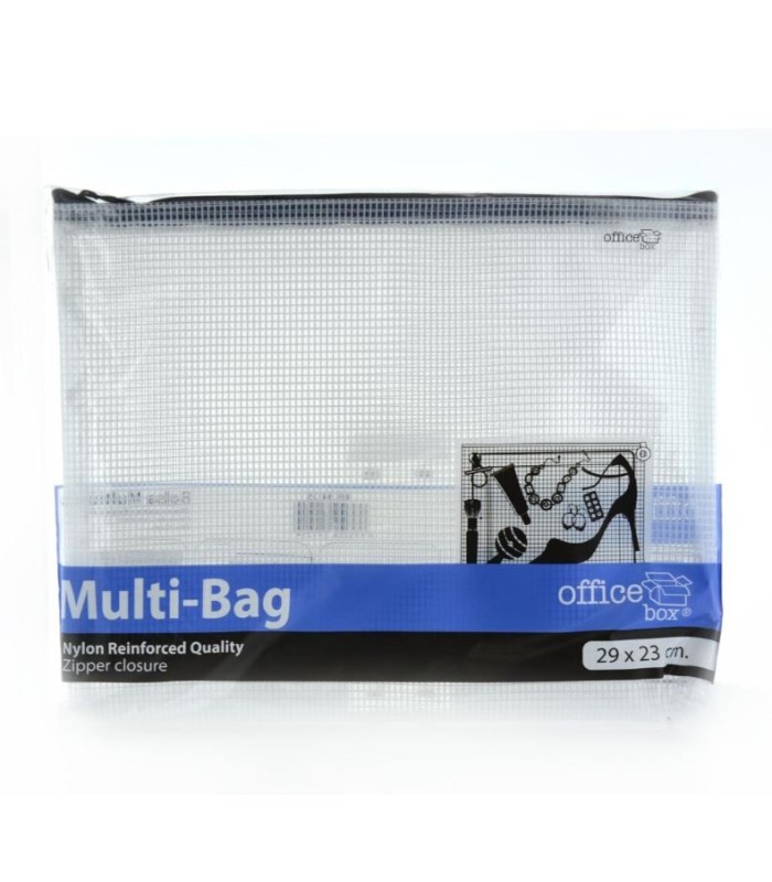 BOLSA MULTIUSO TRANSPARENTE B5 CON CREMALLERA OFFICE BOX - TAMAÑO 29x23cm