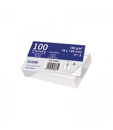 FICHAS RAYADAS DOHE 758x125mm 180gr  Nº2 - PAQUETE 100 FICHAS