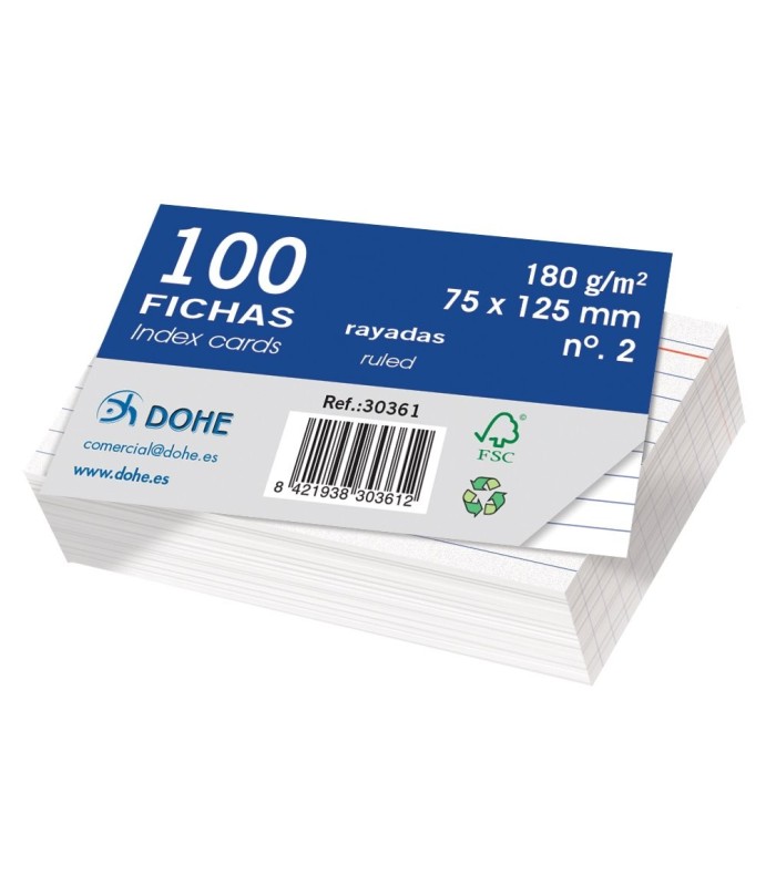 FICHAS RAYADAS DOHE 758x125mm 180gr  Nº2 - PAQUETE 100 FICHAS