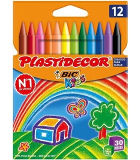 CERAS BIC KIDS PLASTIDECOR CAJA 12 COLORES EXTRARESISTENTES