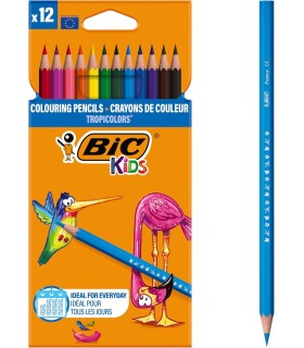 LAPICES DE COLORES BIC KIDS TROPICOLORS CAJA DE 12 COLORES
