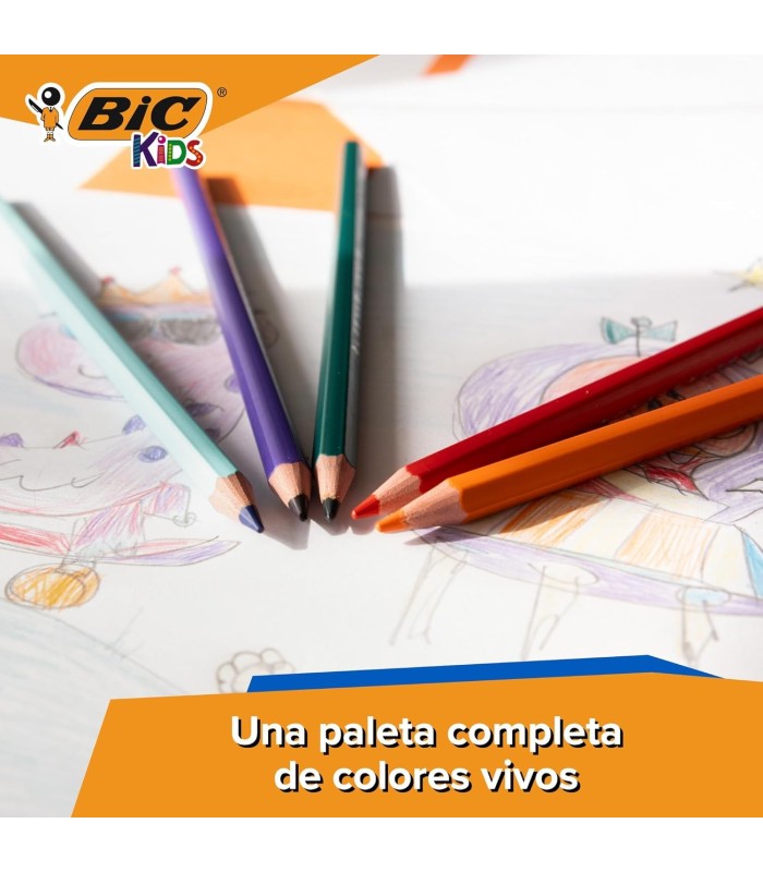 LAPICES DE COLORES BIC KIDS TROPICOLORS CAJA DE 12 COLORES