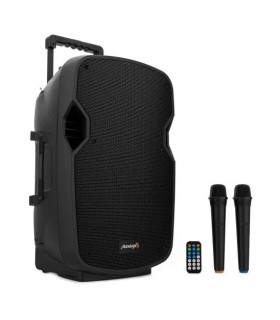 ALTAVOZ TROLLEY AUDIBAX DENVER 12" ACTIVO + 2 MICROFONOS INALAMBRICOS - POTENCIA: 100W RMS