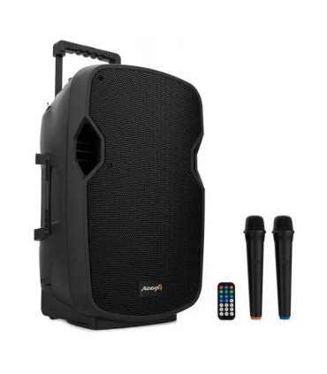 ALTAVOZ TROLLEY AUDIBAX DENVER 12" ACTIVO + 2 MICROFONOS INALAMBRICOS - POTENCIA: 100W RMS