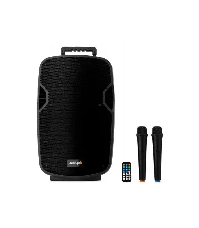 ALTAVOZ TROLLEY AUDIBAX DENVER 12" ACTIVO + 2 MICROFONOS INALAMBRICOS - POTENCIA: 100W RMS