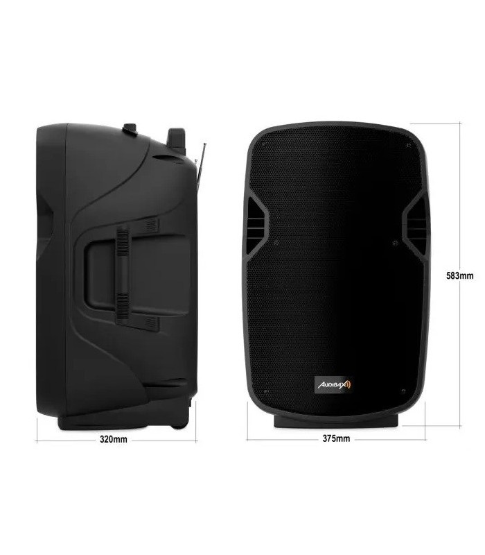 ALTAVOZ TROLLEY AUDIBAX DENVER 12" ACTIVO + 2 MICROFONOS INALAMBRICOS - POTENCIA: 100W RMS