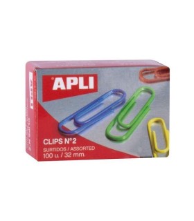 PACK 100 CLIPS COLORES SURTIDOS APLI 32mm Nº2