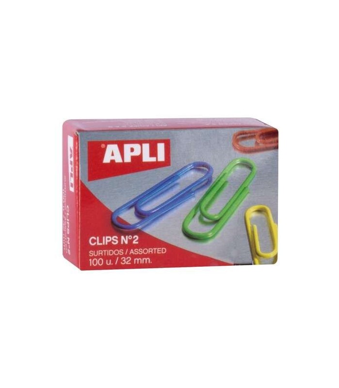PACK 100 CLIPS COLORES SURTIDOS APLI 32mm Nº2