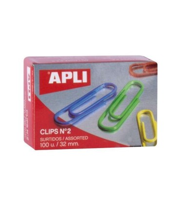 PACK 100 CLIPS COLORES SURTIDOS APLI 32mm Nº2