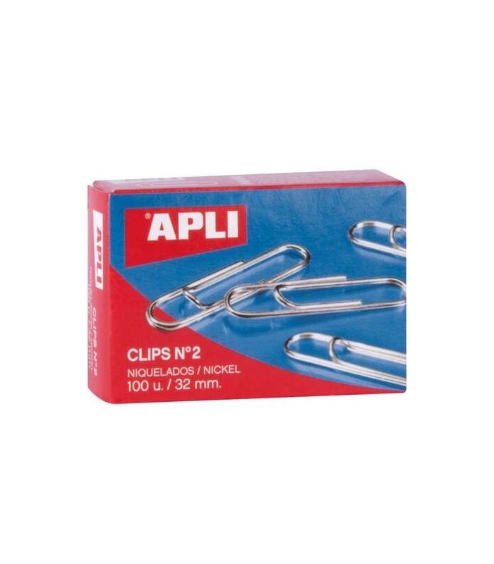 PACK 100 CLIPS NIQUELADOS APLI 32mm Nº2