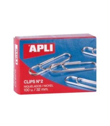 PACK 100 CLIPS NIQUELADOS APLI 32mm Nº2