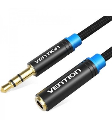 CABLE ALARGADOR ESTEREO VENTION NEGRO - JACK 3 5 MACHO A JACK 3 5 HEMBRA - 2 METROS
