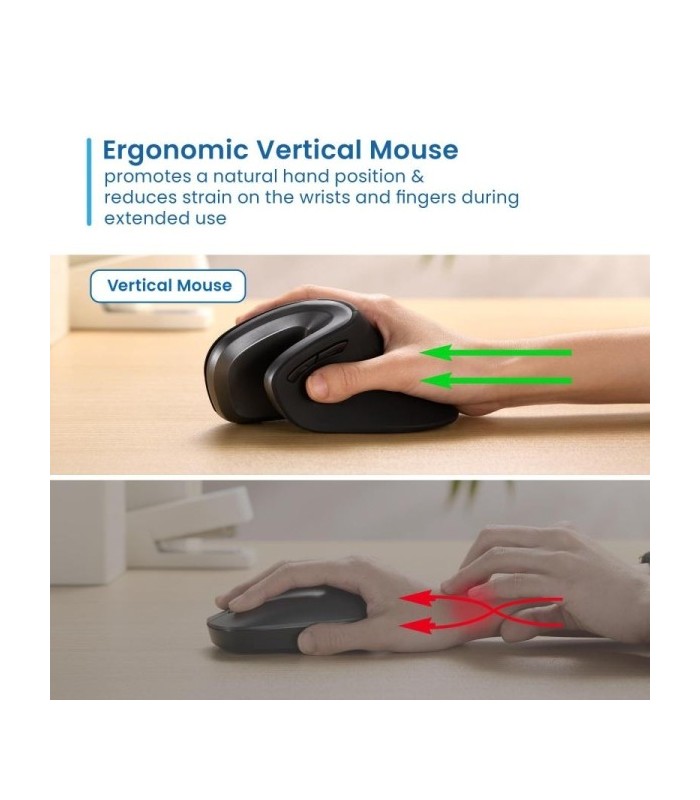 RATON INALAMBRICO ERGONOMICO EWENT NEGRO-GRIS - 1000dpi - 3 BOTONES - AGARRE VERTICAL