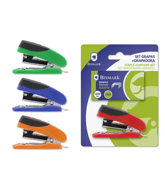SET GRAPADORA Y GRAPAS BISMARK - GRAPADORA DE 16 HOJAS