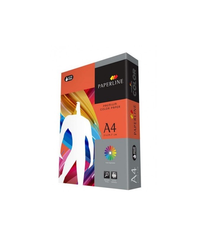 PAQUETE DE 500 FOLIOS 80GR A-4 NARANJA  PAPERLINE