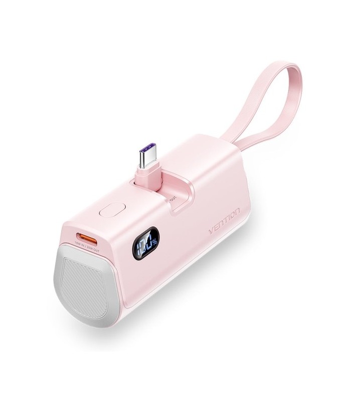 POWERBANK 4800mAh VENTION ROSA - CARGA RAPIDA 22,5W - CONECTOR USB-C PLEGABLE