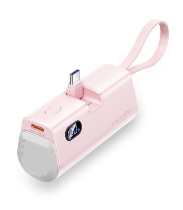 POWERBANK 4800mAh VENTION ROSA - CARGA RAPIDA 22,5W - CONECTOR USB-C PLEGABLE