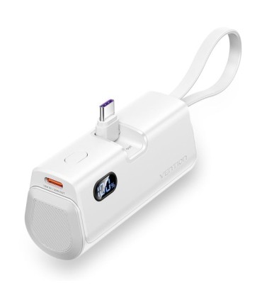 POWERBANK 4800mAh VENTION BLANCA - CARGA RAPIDA 22,5W - CONECTOR USB-C PLEGABLE