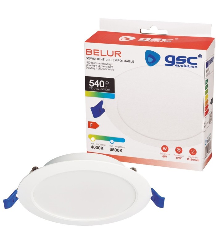 PLACA DOWNLIGHT EMPOTRABLE LED GSC BELUR CIRCULAR BLANCA 6W LUZ BLANCA 6500K 540 LUMENES