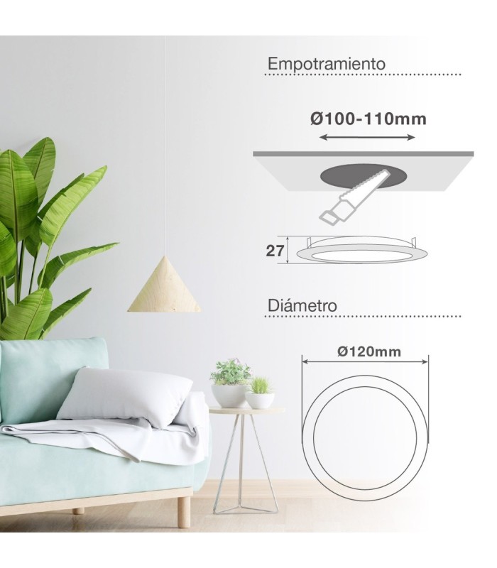 PLACA DOWNLIGHT EMPOTRABLE LED GSC BELUR CIRCULAR BLANCA 6W LUZ BLANCA 6500K 540 LUMENES
