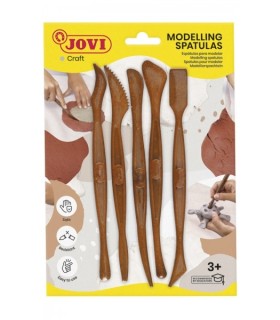 PACK 5 MOLDEADORES JOVI MODELLING SPATULAS PARA ARCILLA, BARRO Y PLASTILINA - COLOR MARRON