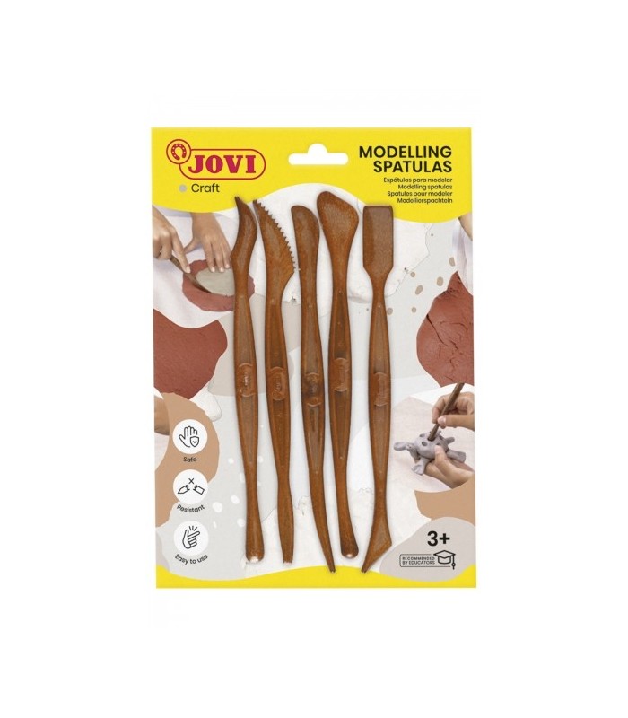 PACK 5 MOLDEADORES JOVI MODELLING SPATULAS PARA ARCILLA, BARRO Y PLASTILINA - COLOR MARRON