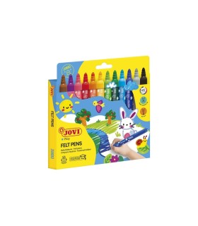 ESTUCHE 12 ROTULADORES JUMBO JOVI FELT PENS - PUNTA 5 8mm - TINTA DE GRAN FIJACION