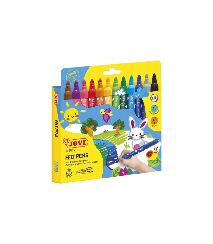 ESTUCHE 12 ROTULADORES JUMBO JOVI FELT PENS - PUNTA 5 8mm - TINTA DE GRAN FIJACION