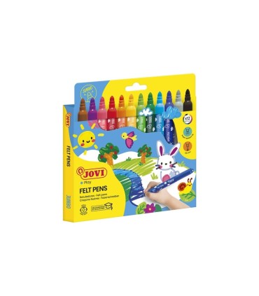 ESTUCHE 12 ROTULADORES JUMBO JOVI FELT PENS - PUNTA 5 8mm - TINTA DE GRAN FIJACION