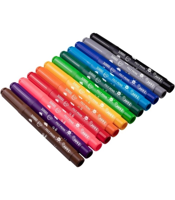 ESTUCHE 12 ROTULADORES JUMBO JOVI FELT PENS - PUNTA 5 8mm - TINTA DE GRAN FIJACION