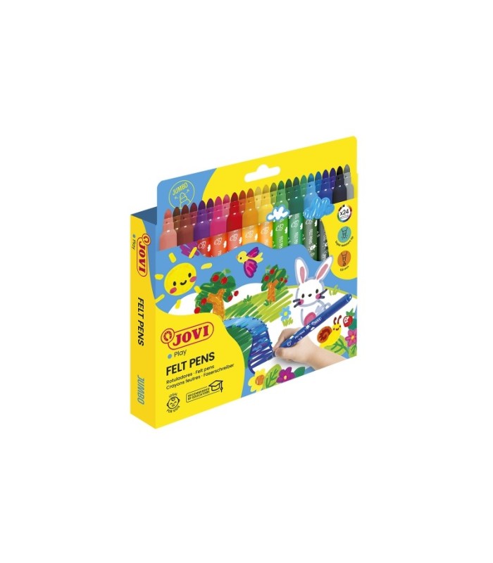 ESTUCHE 24 ROTULADORES JUMBO JOVI FELT PENS - PUNTA 5 8mm - TINTA DE GRAN FIJACION
