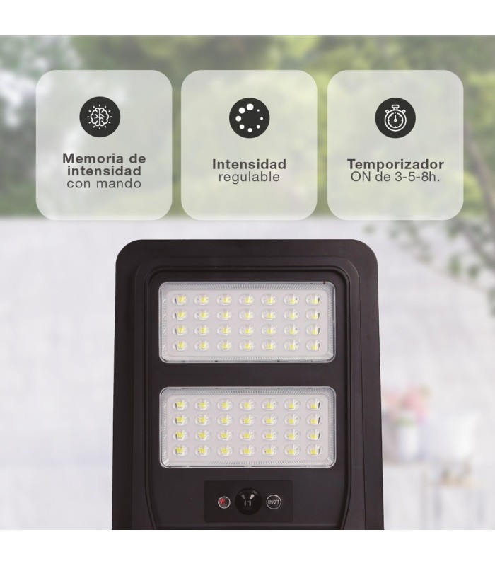 FAROLA SOLAR LED BUAT GSC CON SENSOR CREPUSCULAR Y MOVIMIENTO 7W LUZ BLANCA 6500K 700Lm 