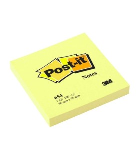 NOTAS ADHESIVAS REMOVIBLES POST-IT 76x76mm - COLOR AMARILLO CLARO -  BLOC DE 100 HOJAS