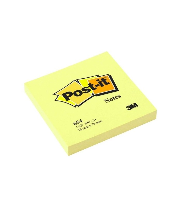 NOTAS ADHESIVAS REMOVIBLES POST-IT 76x76mm - COLOR AMARILLO CLARO -  BLOC DE 100 HOJAS