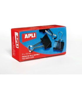 PINZAS ABATIBLES SUJETAPAPELES METALICAS 32mm APLI CAJA 12 UNIDADES
