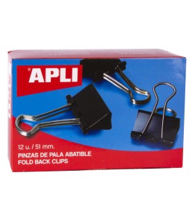 PINZAS ABATIBLES SUJETAPAPELES METALICAS 51mm APLI CAJA 12 UNIDADES
